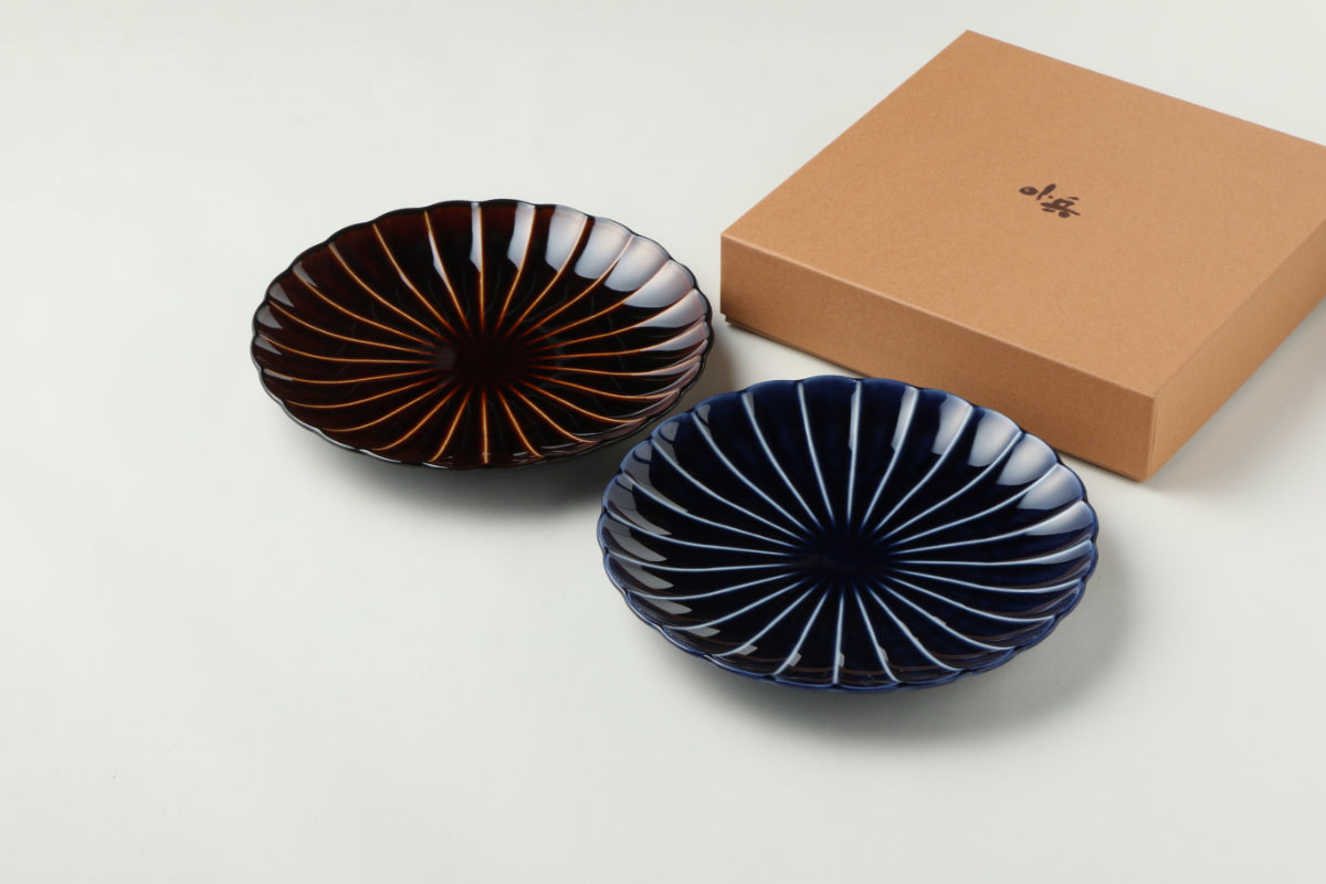 飾皿　琥山窯 2枚セット ぎやまん陶 7寸皿2枚セット（ギフトBOX入り） – カネコ小兵
